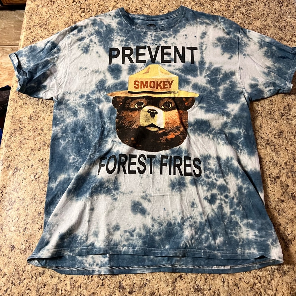 RARE VINTAGE  “prevent FOREST fires” not wildfires Smokey Bear Tie-Dye T-Shirt t